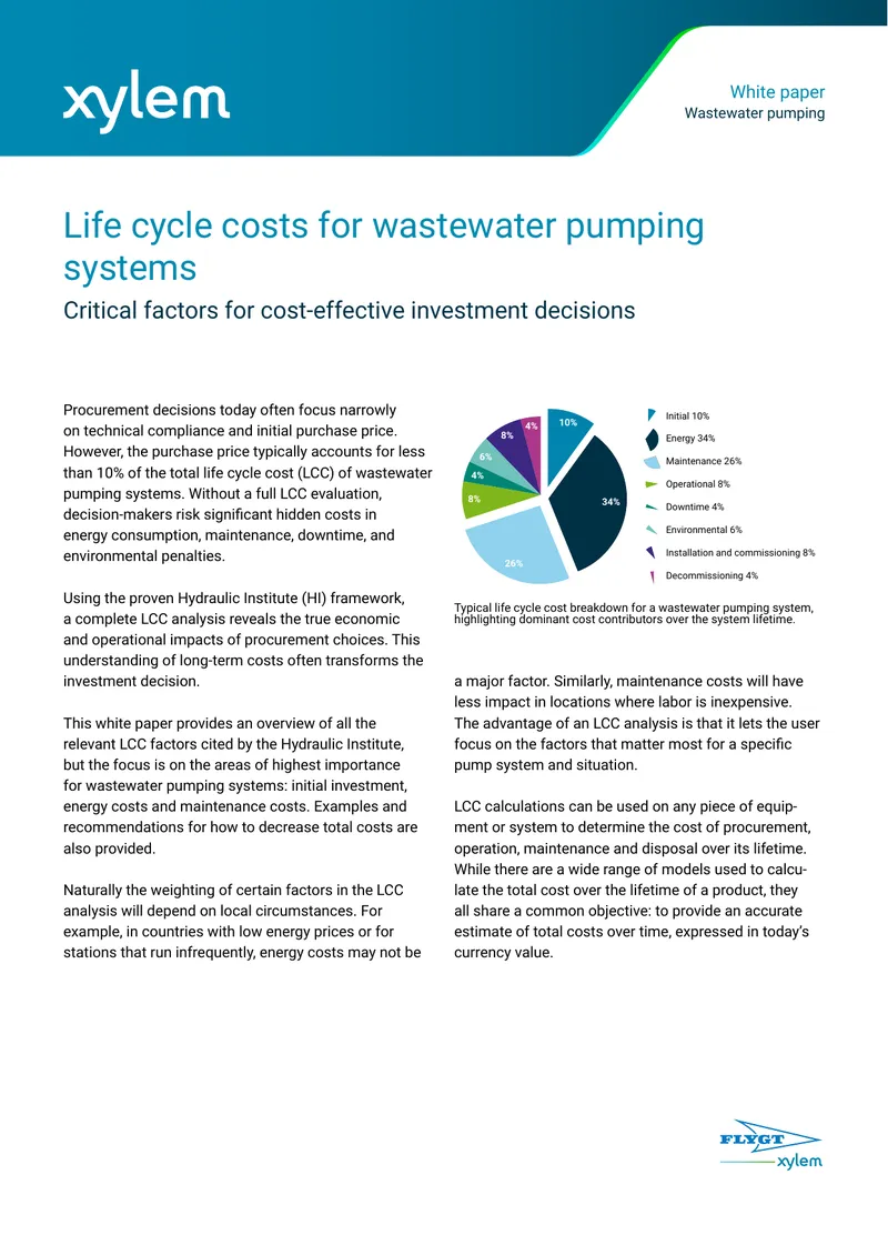 Life Cycle Costs for Wastewater Pumping Systems