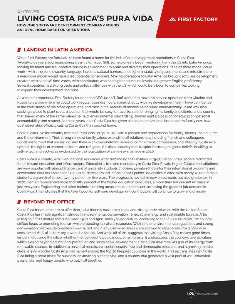 Establishing Software Development Operations in Costa Rica