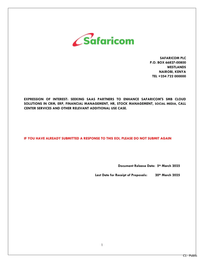 Expression of Interest for SaaS Partnerships