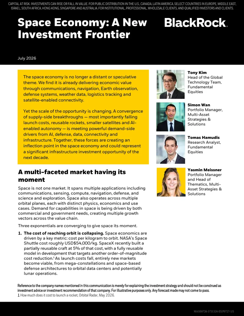 Investment Opportunities in the Space Economy