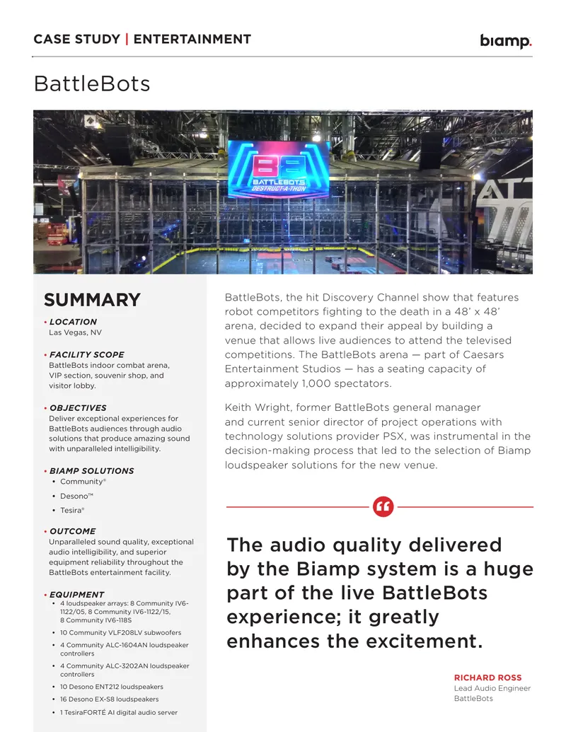 BattleBots Venue Audio Solutions Case Study