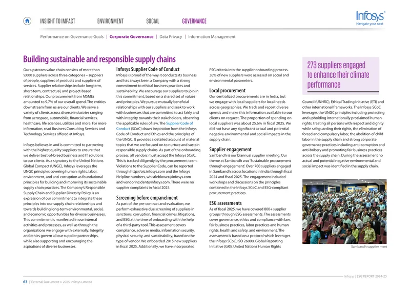 Infosys ESG Report 2024-25 on Supply Chain Practices