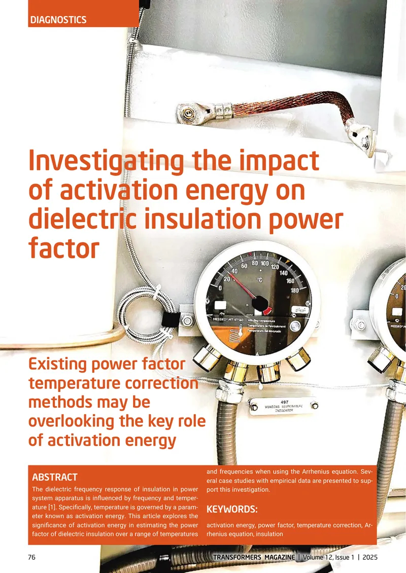 Impact of Activation Energy on Dielectric Insulation Power Factor