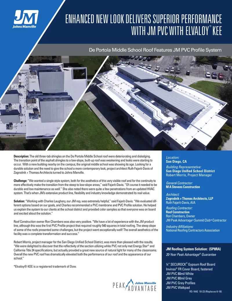 De Portola Middle School Roof Replacement Project