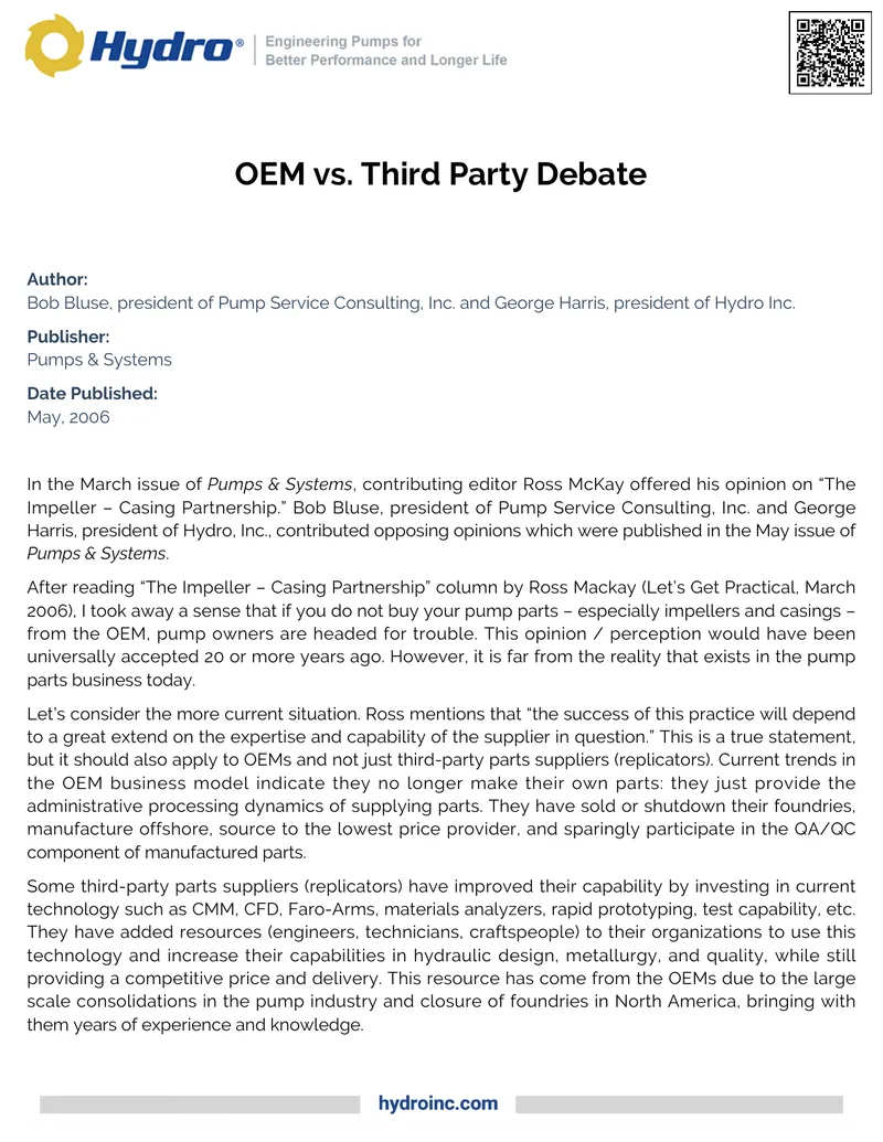 OEM and Third Party Parts Supplier Perspectives