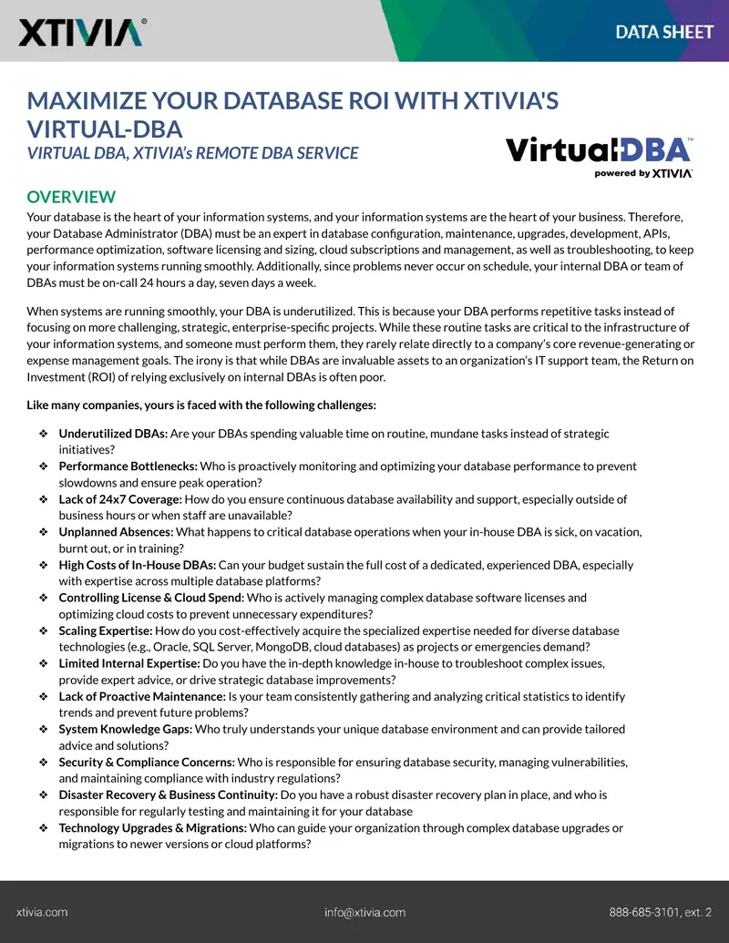 Virtual DBA Service Overview and Benefits