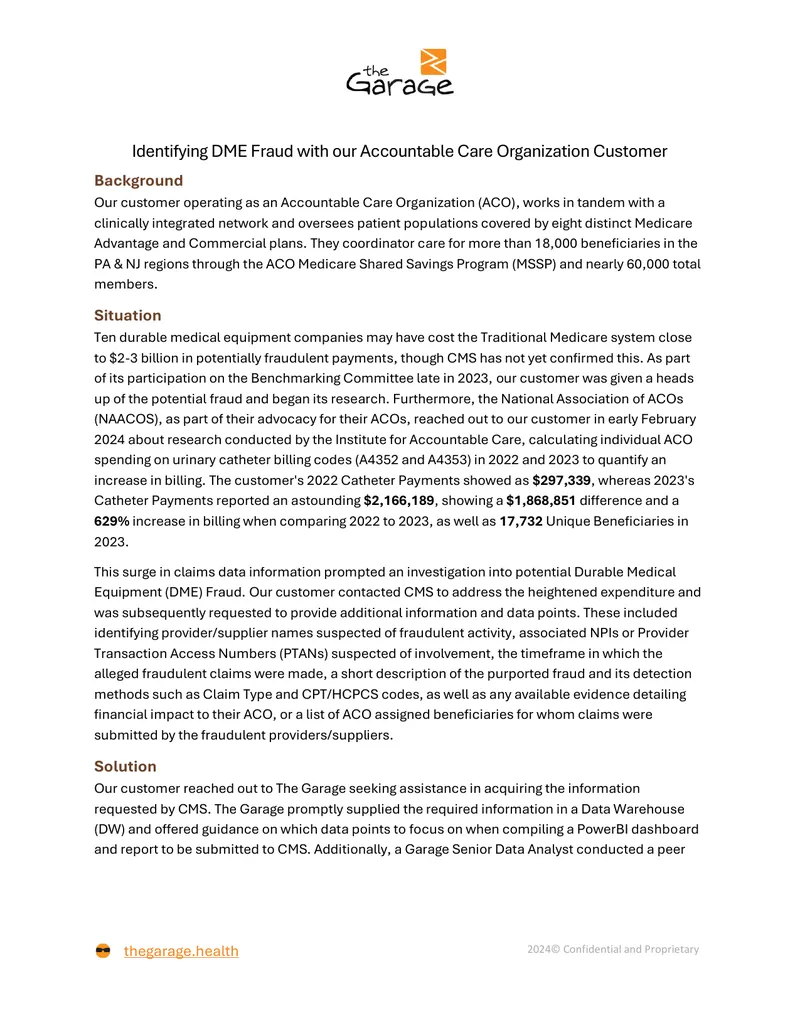 Identifying DME Fraud in Accountable Care Organizations