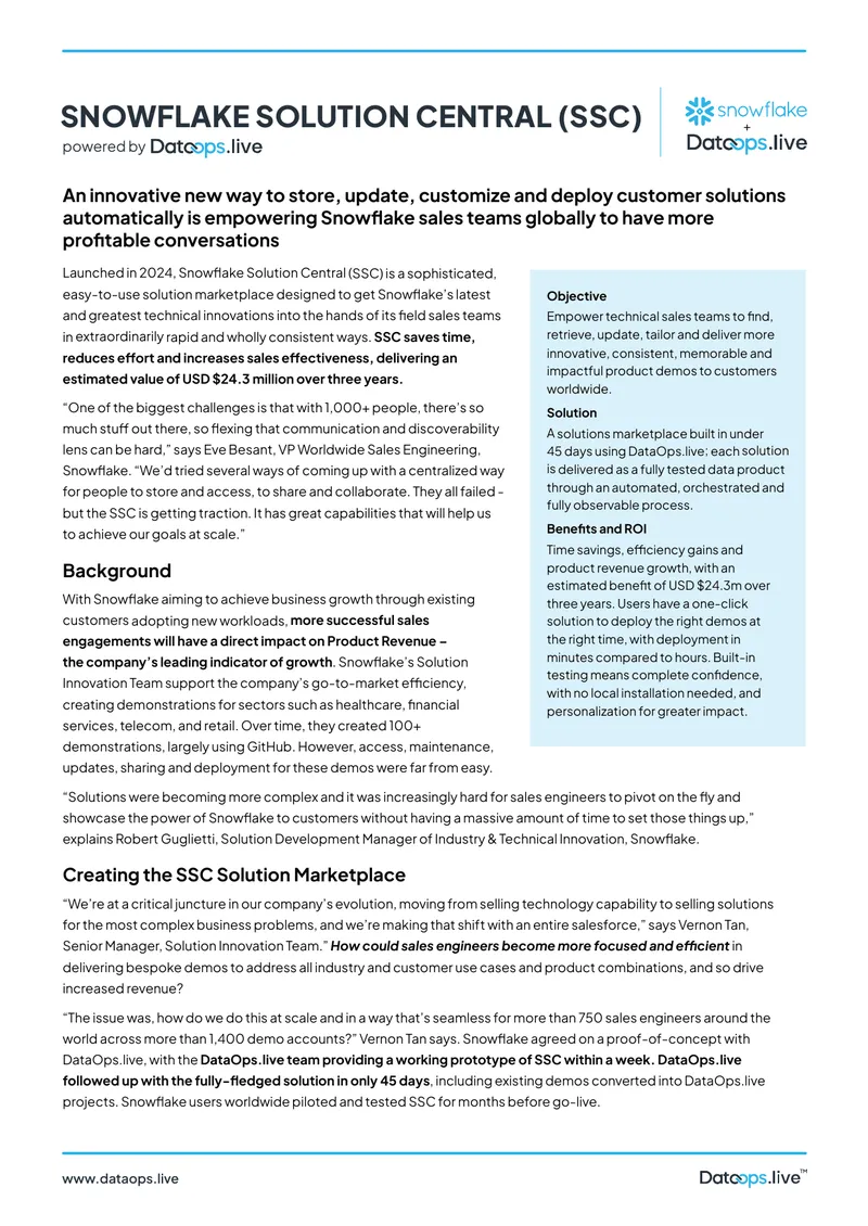 Snowflake Solution Central Implementation Overview