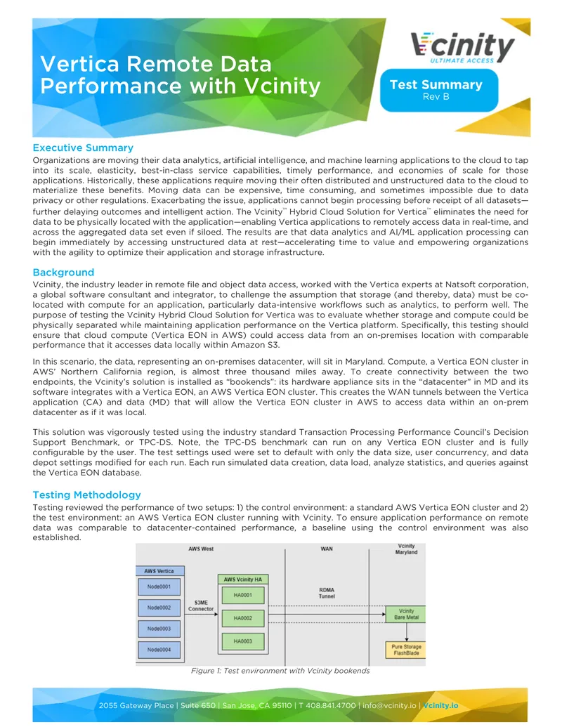 Vcinity Hybrid Cloud Solution Performance Testing