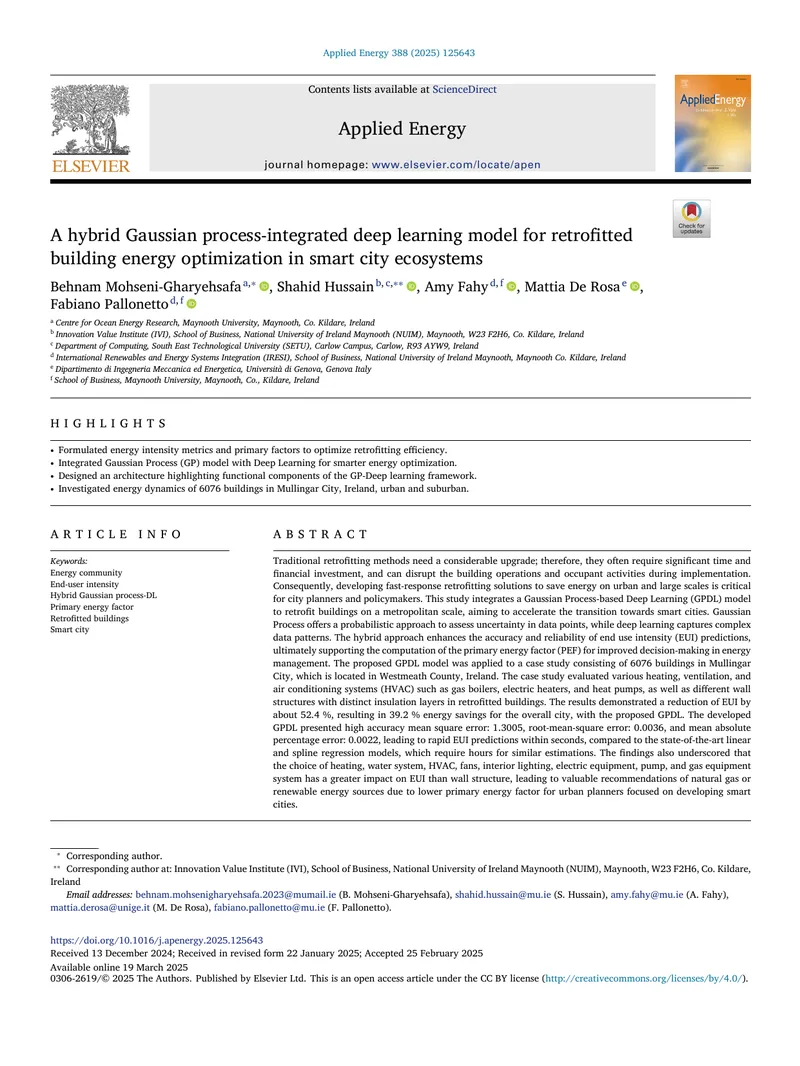 Hybrid Gaussian Process-Deep Learning Model for Building Energy Optimization