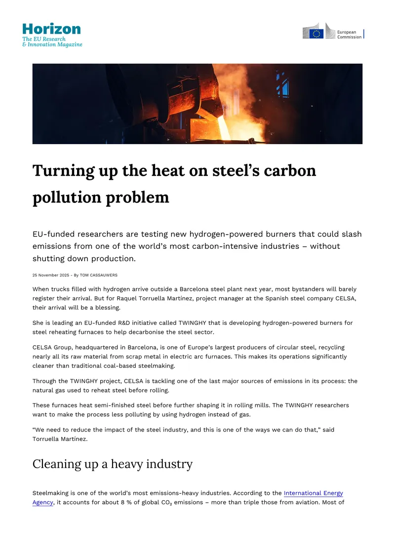 Hydrogen-Powered Burners for Steel Decarbonization