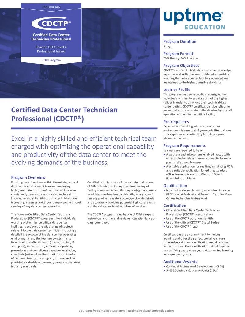 Certified Data Center Technician Professional Program Overview preview page 1
