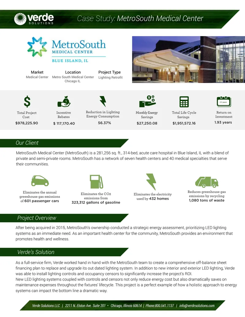 Lighting Retrofit Case Study for MetroSouth Medical Center