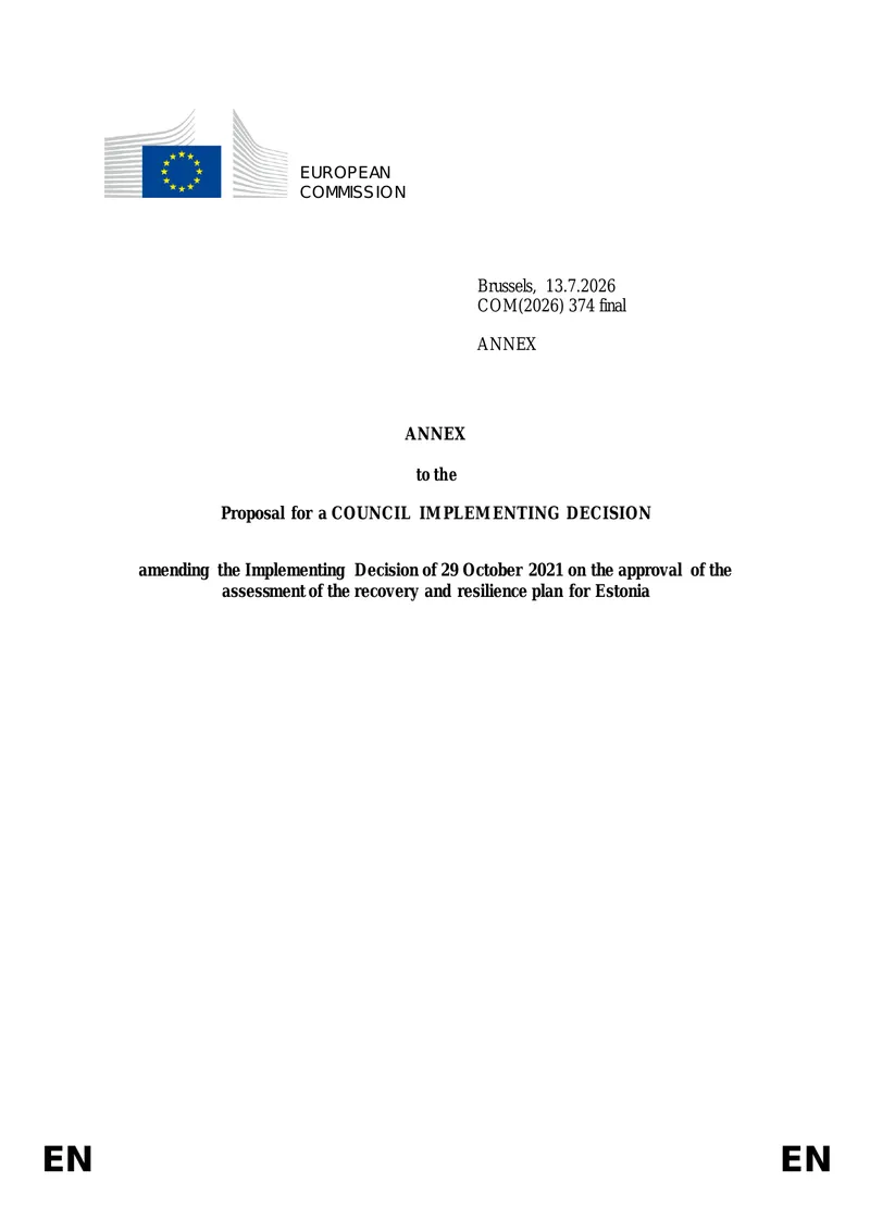 Estonian Recovery and Resilience Plan Amendments