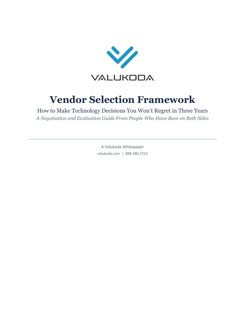 Vendor Selection Framework for Technology Decisions