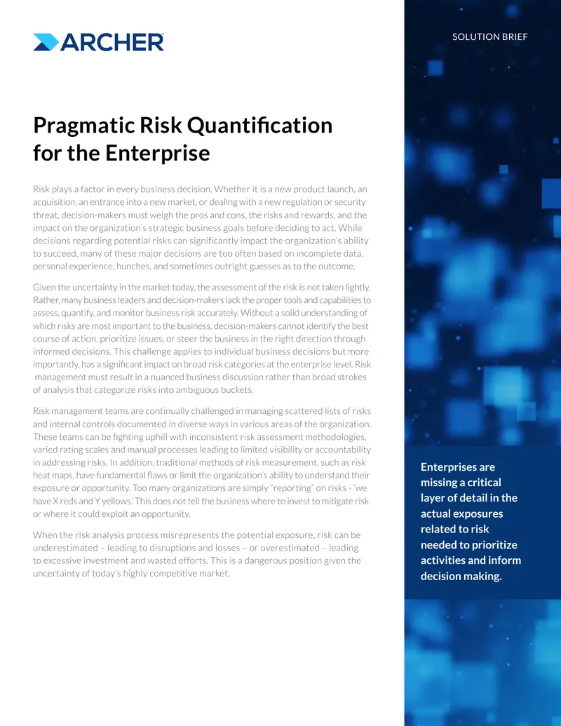 Pragmatic Risk Quantification for the Enterprise