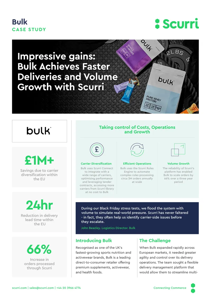 Bulk Case Study on Delivery Management Optimization