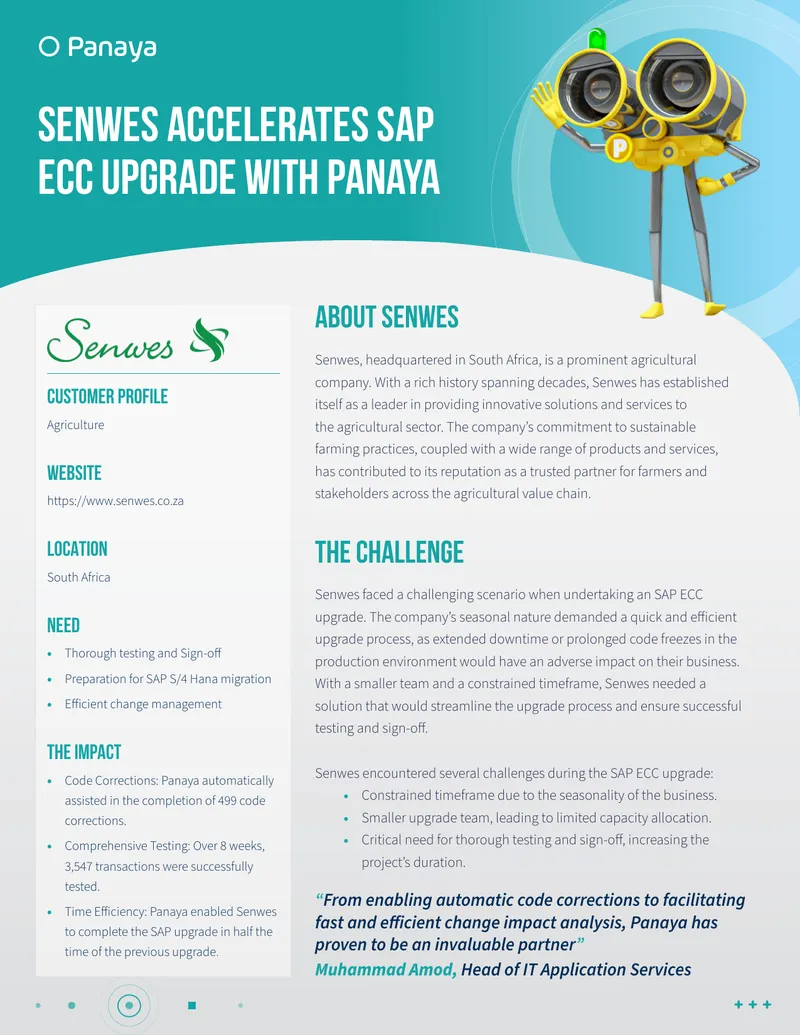 Senwes SAP ECC Upgrade Partnership with Panaya