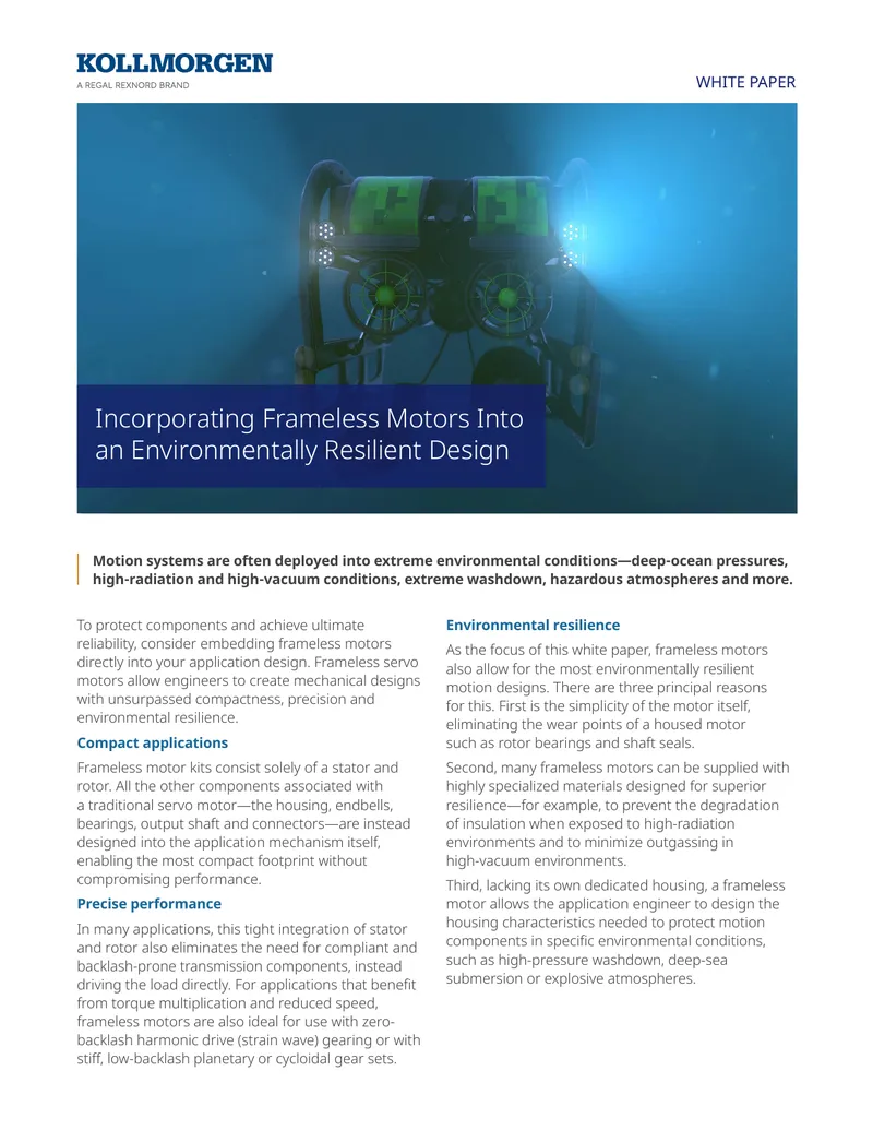 Incorporating Frameless Motors Into Environmentally Resilient Design