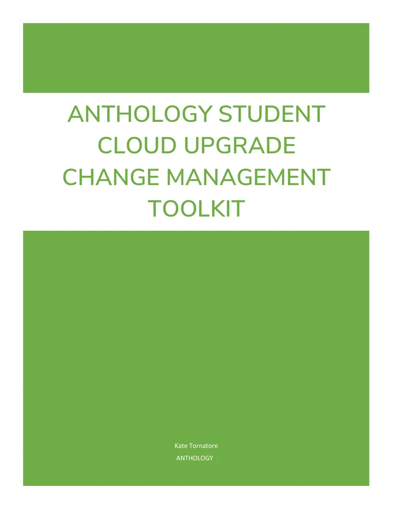 Change Management Toolkit for Anthology Student Upgrade