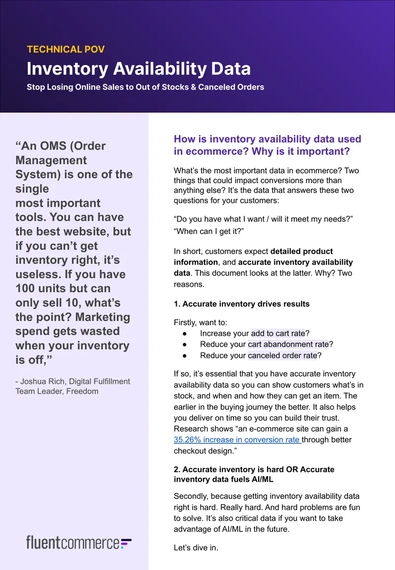 Inventory Availability Data in E-commerce