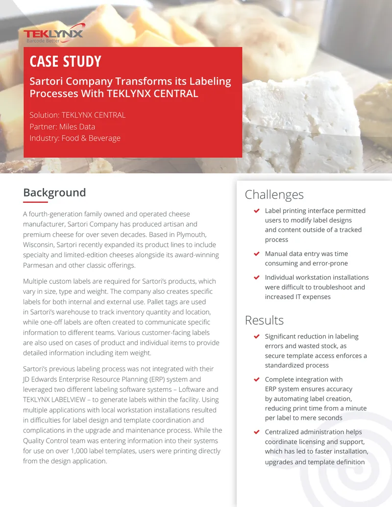 Sartori Company Labeling Process Transformation Case Study