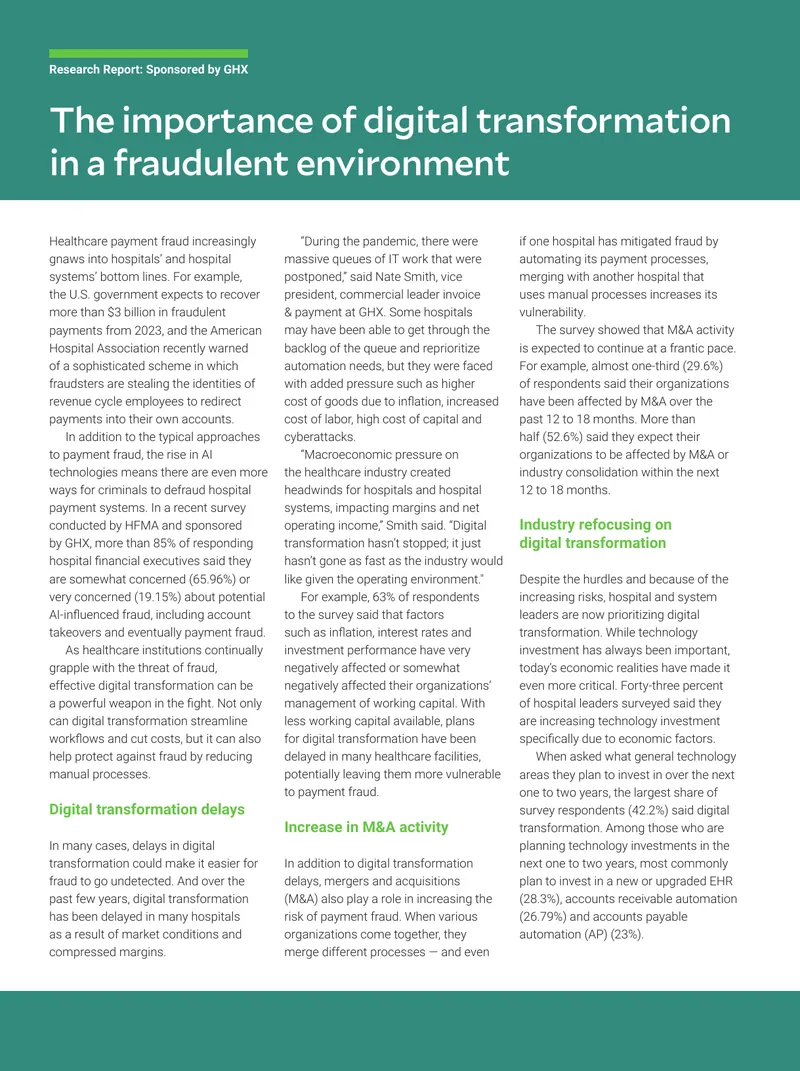 Impact of Digital Transformation on Healthcare Payment Fraud