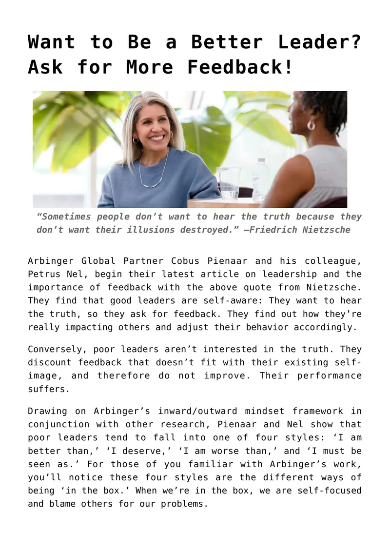 Leadership Feedback and Self-Awareness Strategies
