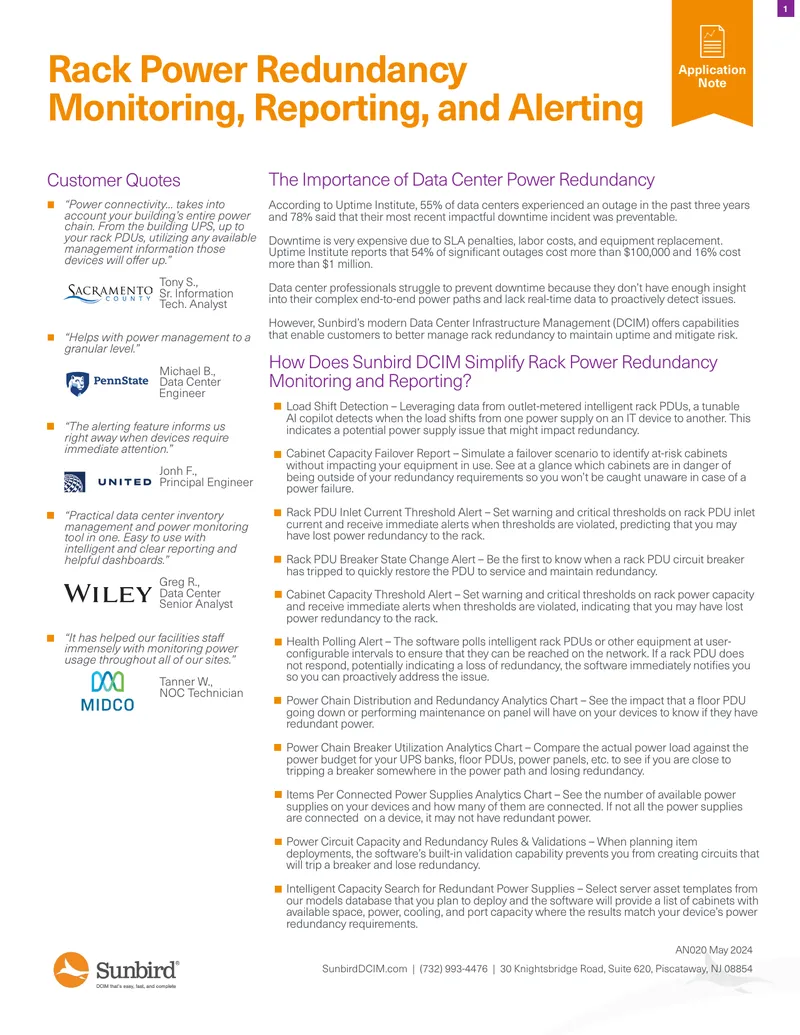 Rack Power Redundancy Monitoring and Reporting Guide