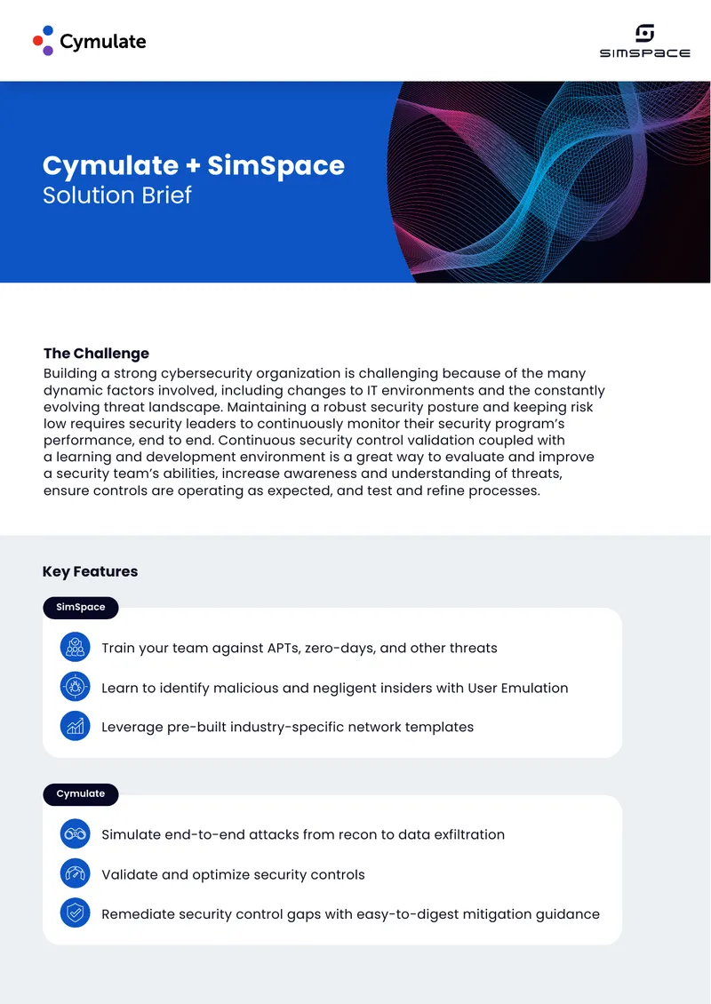 Cymulate and SimSpace Cybersecurity Solutions Overview