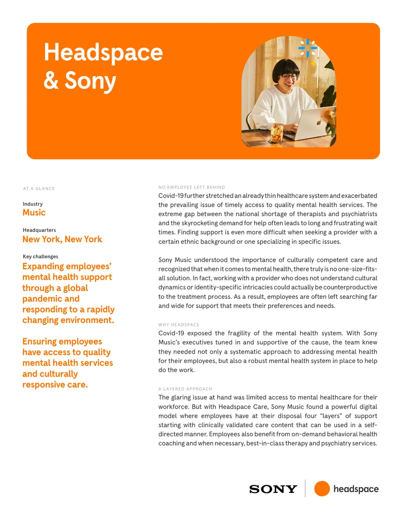 Mental Health Support Expansion at Sony Music