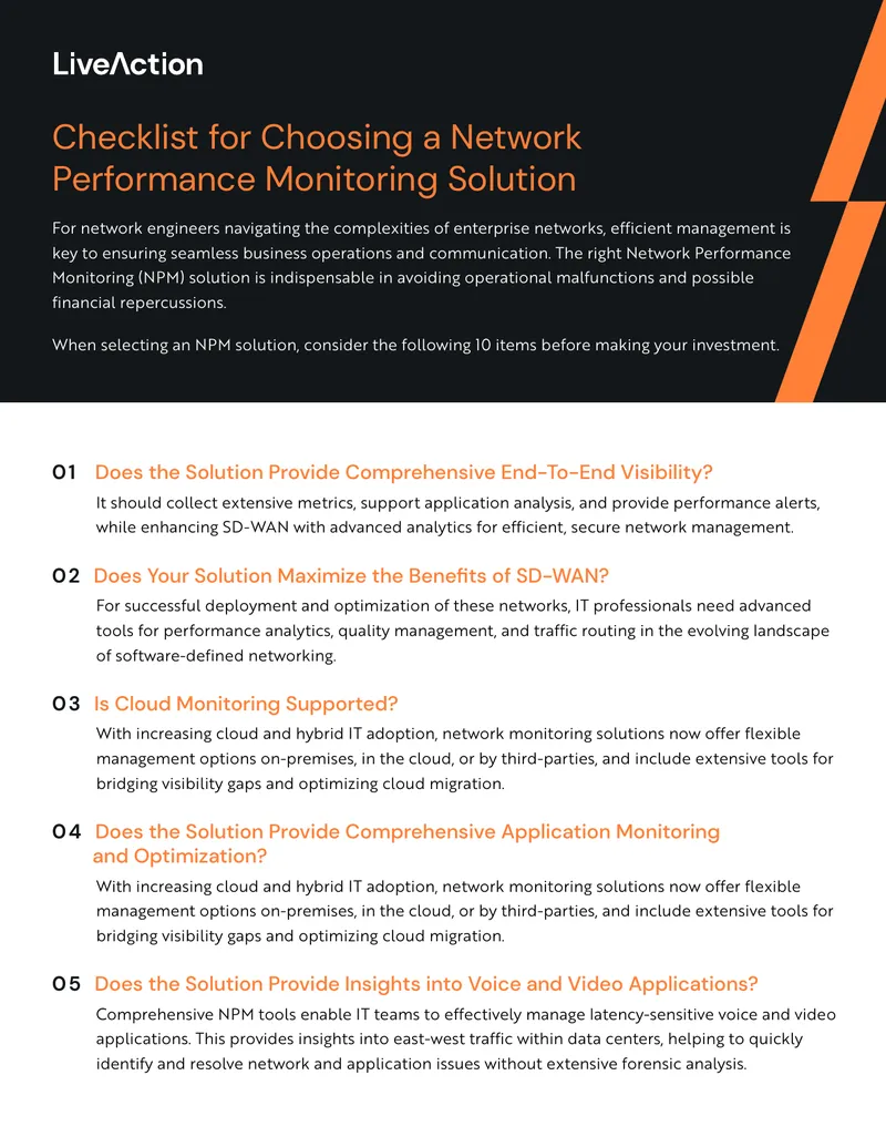 Checklist for Choosing a Network Performance Monitoring Solution